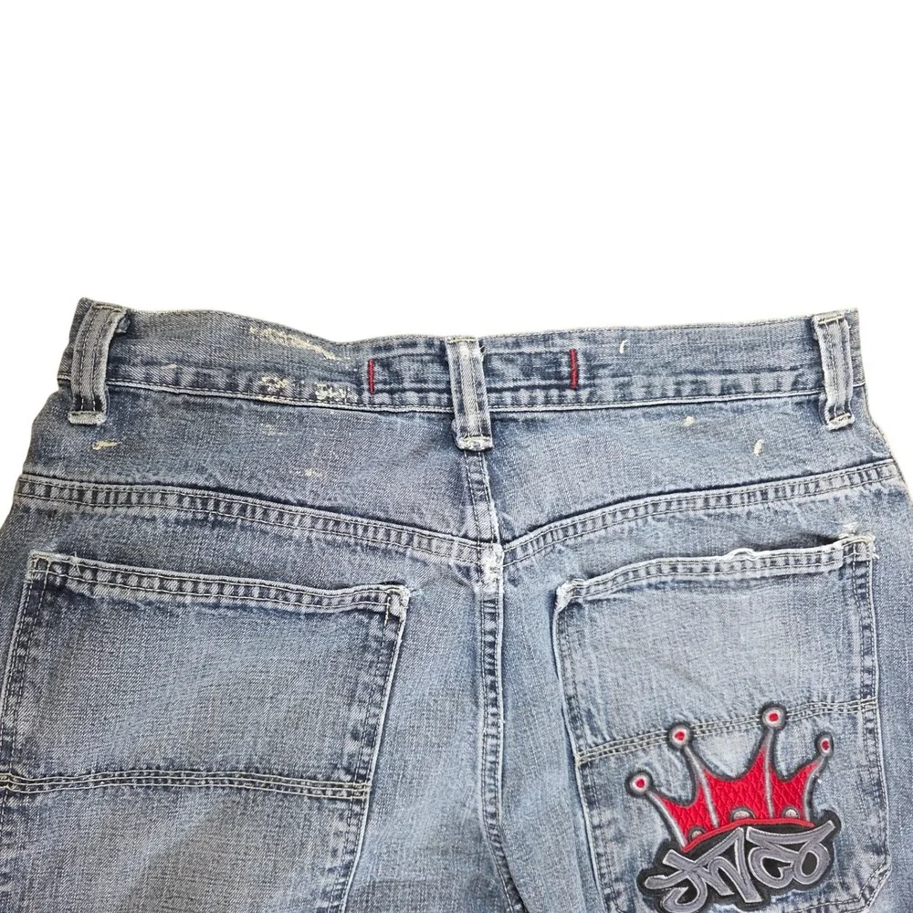 JNCO Vintage 90s / Y2K Tribal Cargo Jeans Men 34x32 Baggy Wide Leg Crown Logo